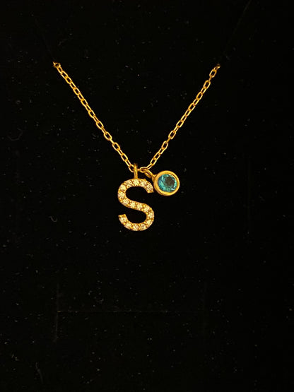 Personalized Birthstone Letter Necklace