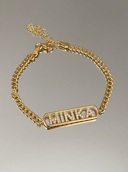 Personalized 14k Gold Crystal Name Bracelet