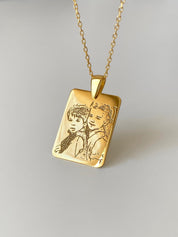 Custom Photo Engraved Gold Necklace