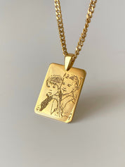 Custom Photo Engraved Gold Necklace