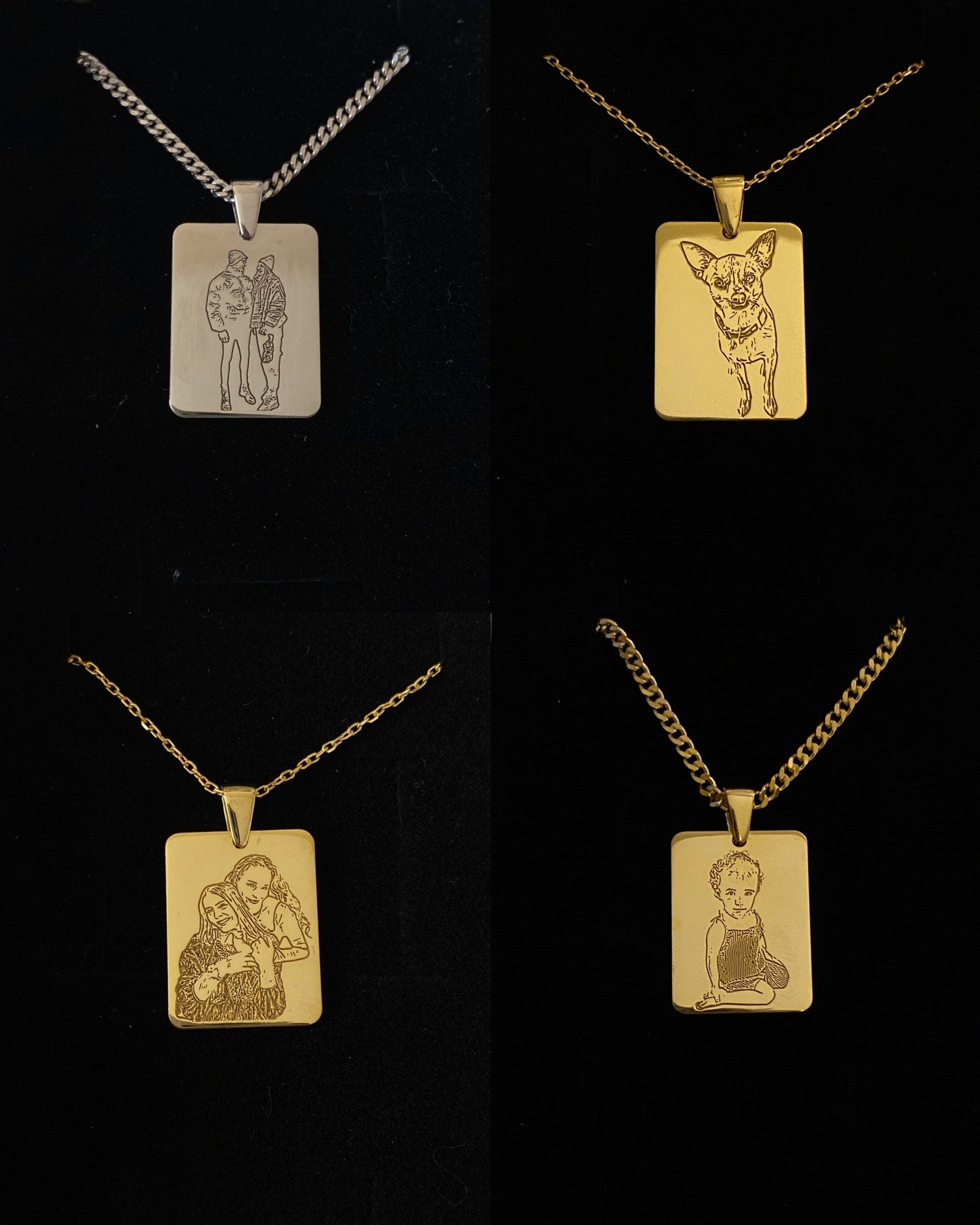 Custom Photo Engraved Gold Necklace