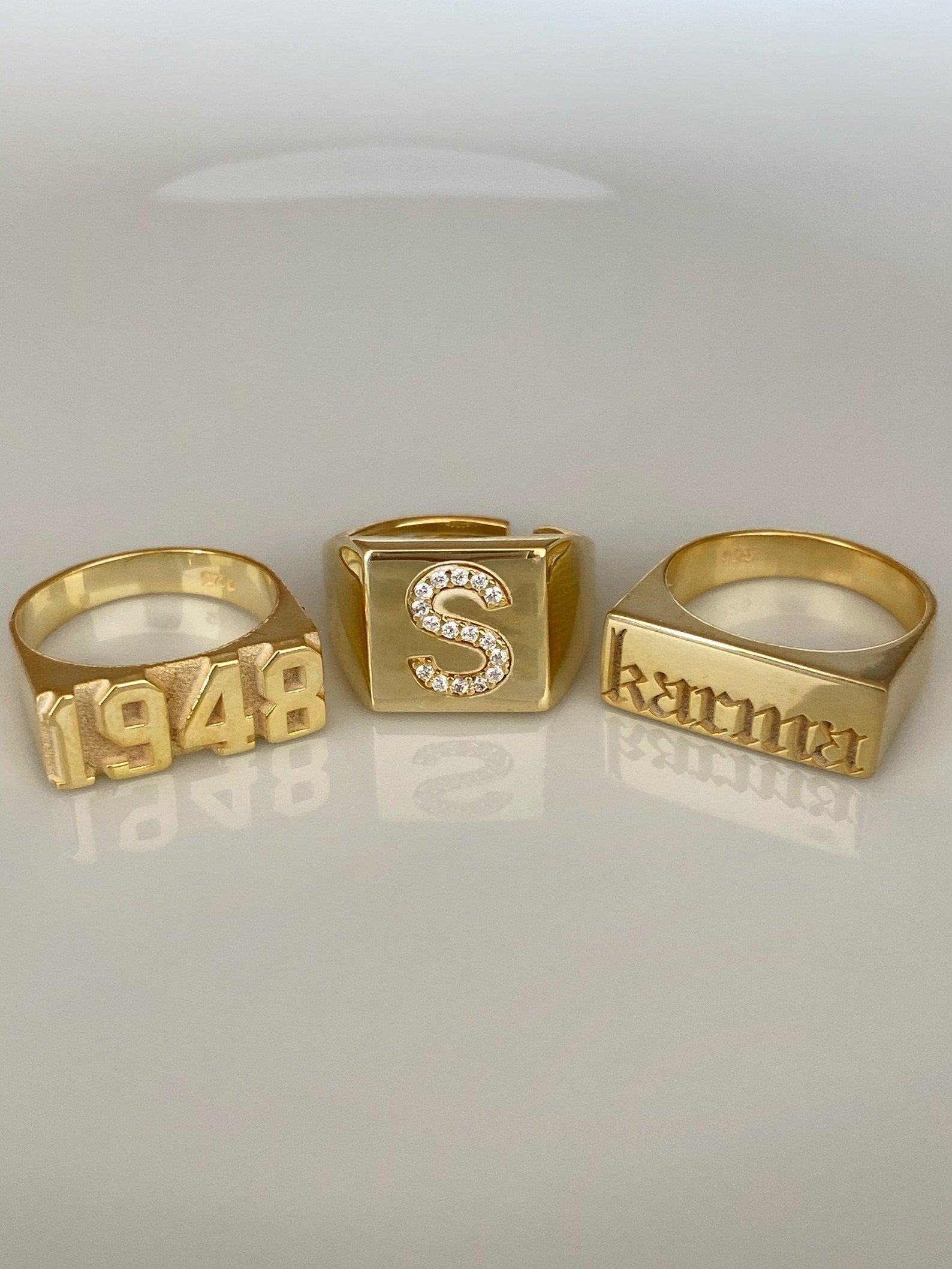 Personalized Silver Name Number Ring