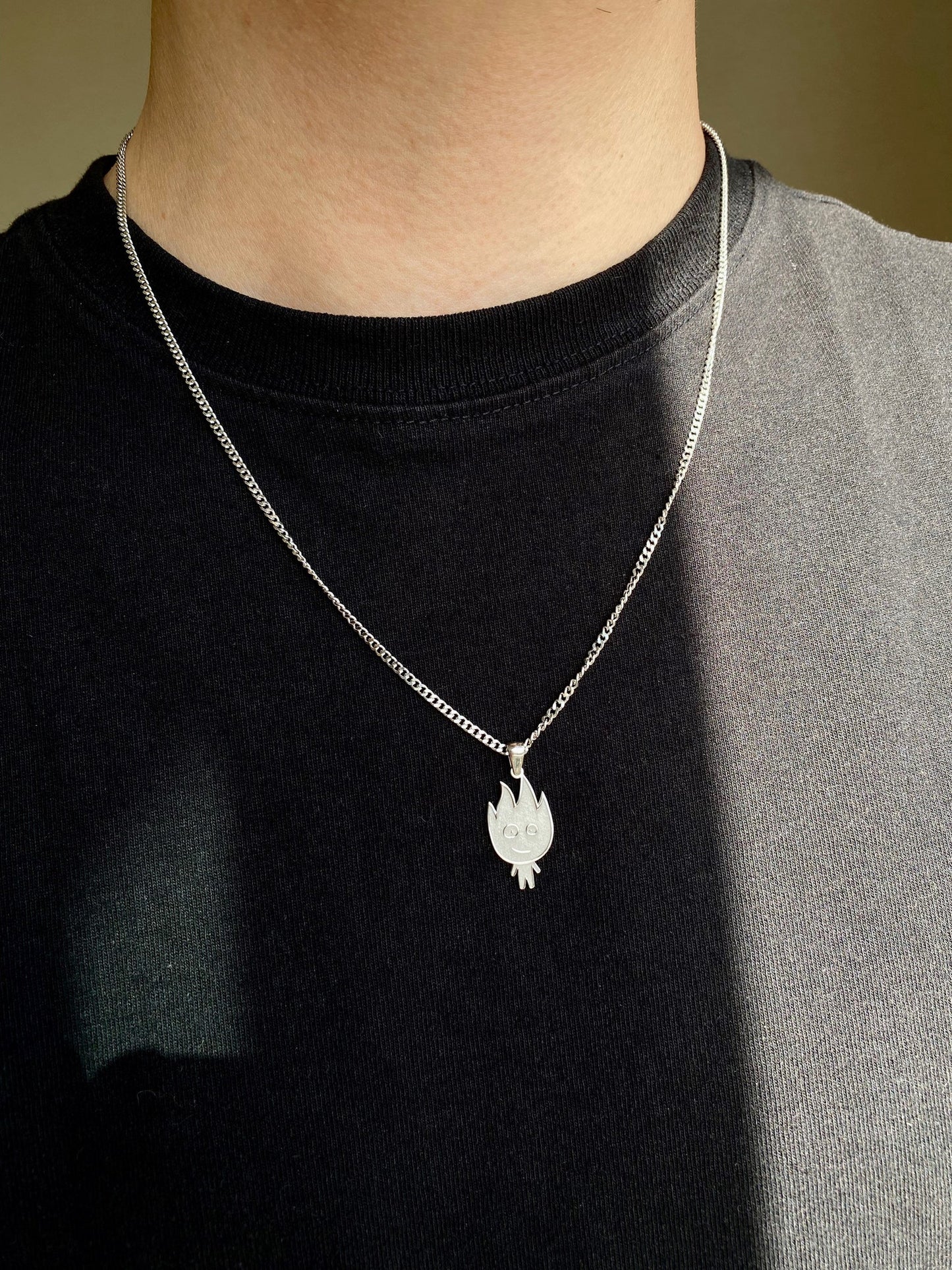 Sterling Silver Fire and Water Necklace