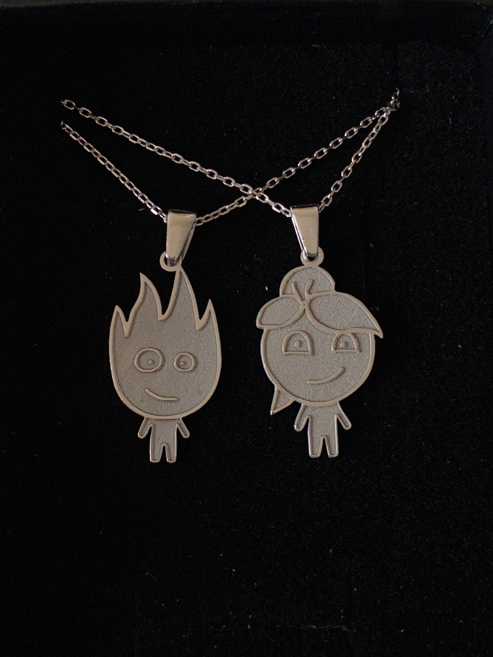 Sterling Silver Couple Pendants Necklace