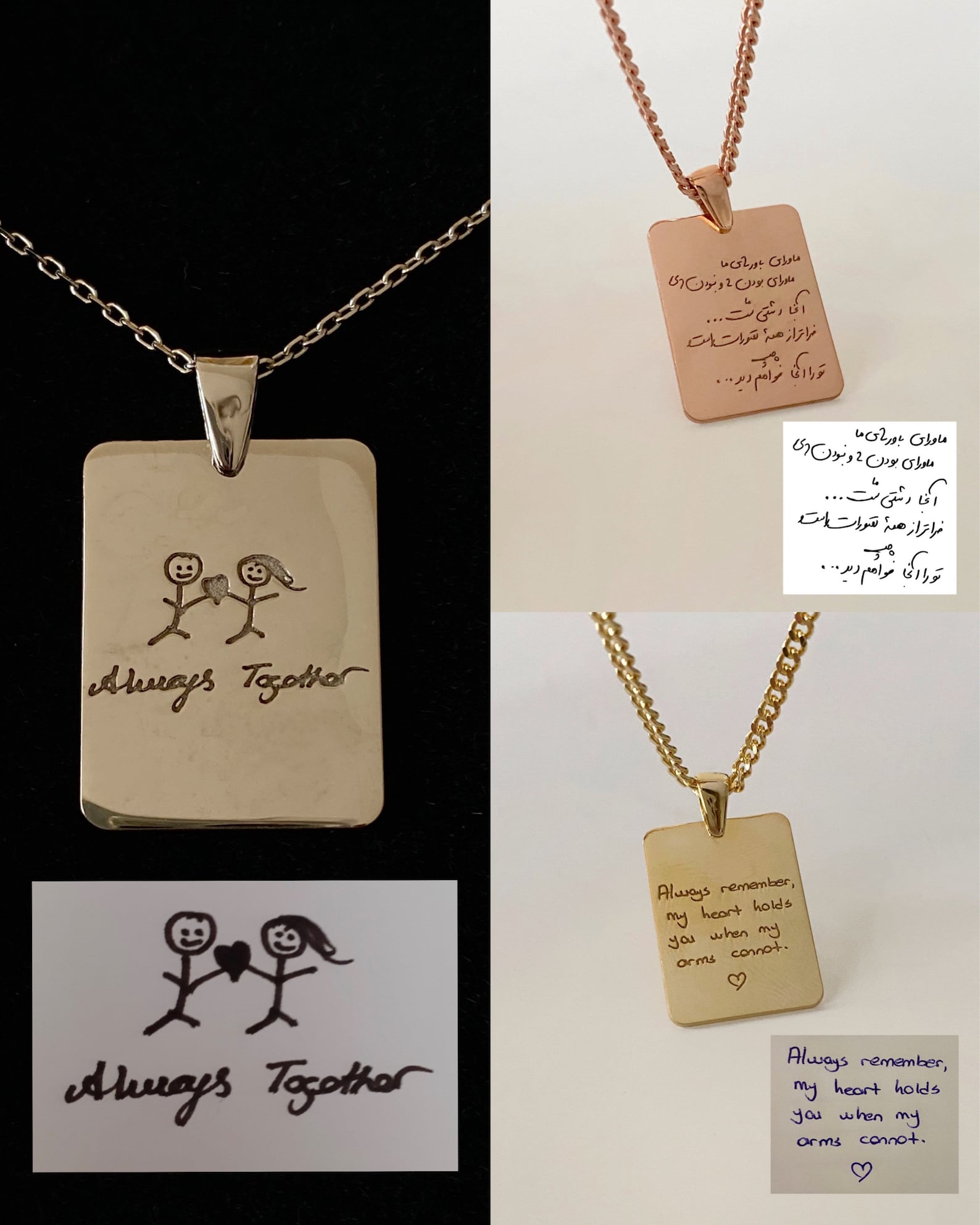 Custom Handwriting Gold Necklace Gift