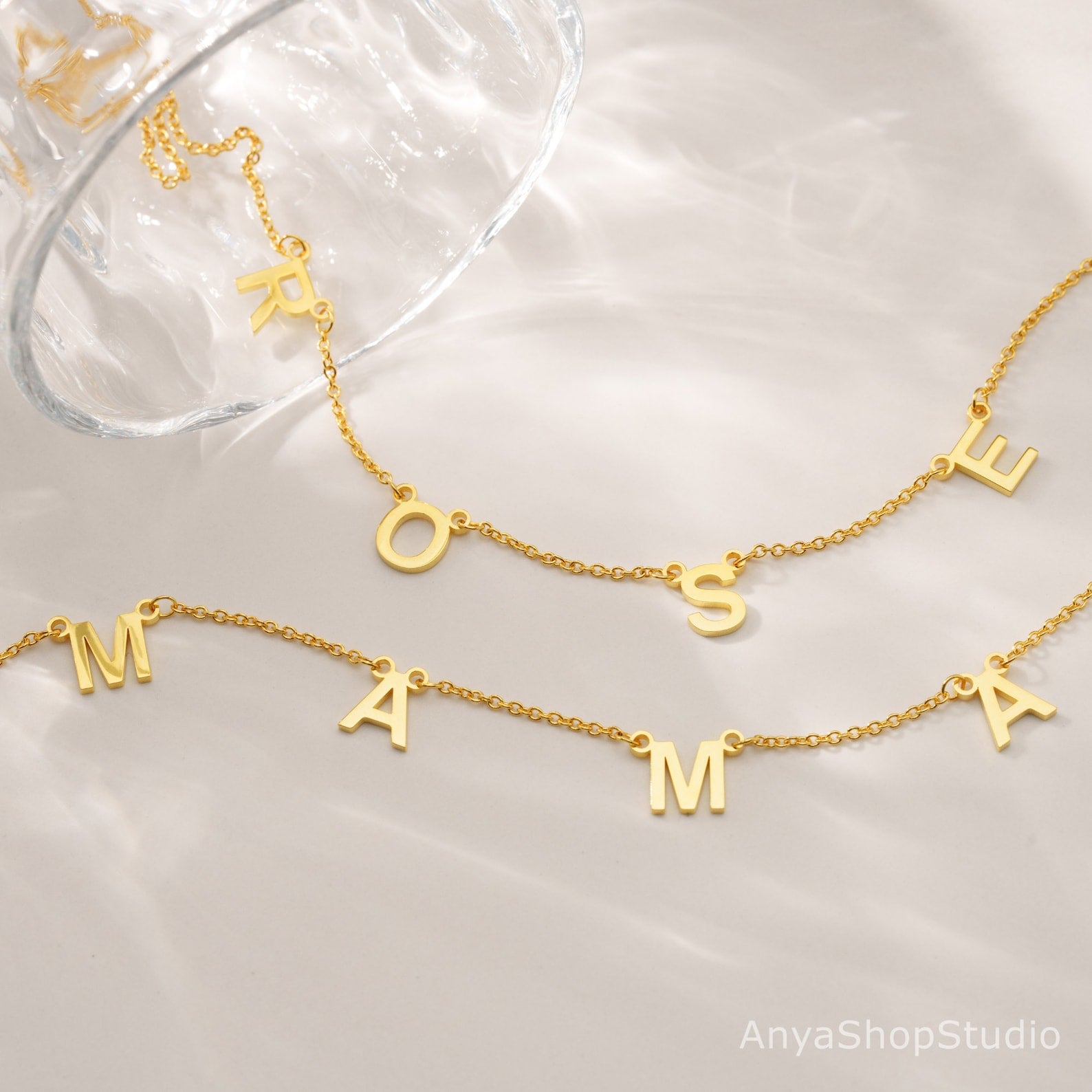 Personalized Initial Name Necklace in Gold