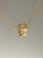 Personalized Gold Cube Letter Necklace