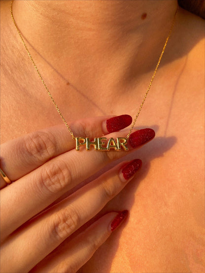 Personalized 14k Gold Bubble Name Necklace