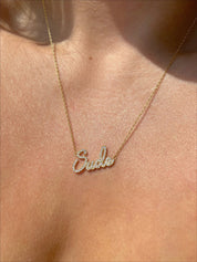 Personalized 14K Gold Crystal Name Necklace