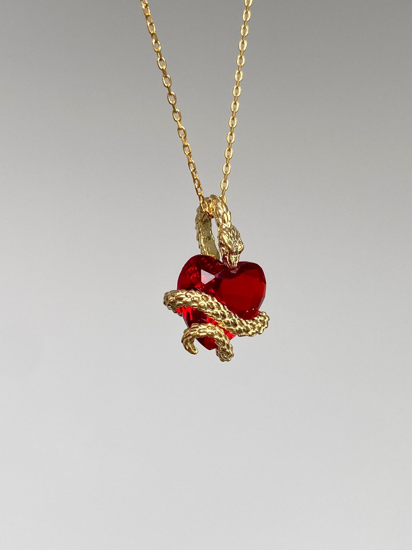 Crystal Heart and Snake Necklace