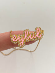 Colorful Custom Name Necklace in 14k Gold