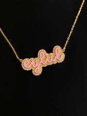 Colorful Custom Name Necklace in 14k Gold