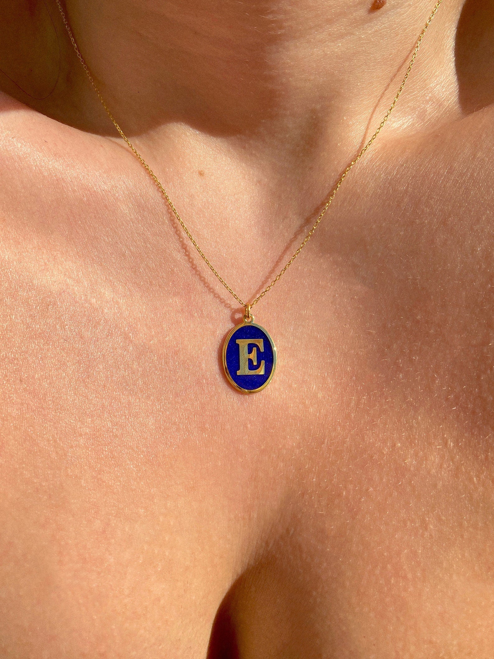 Colorful Initial Necklace in 14k Gold