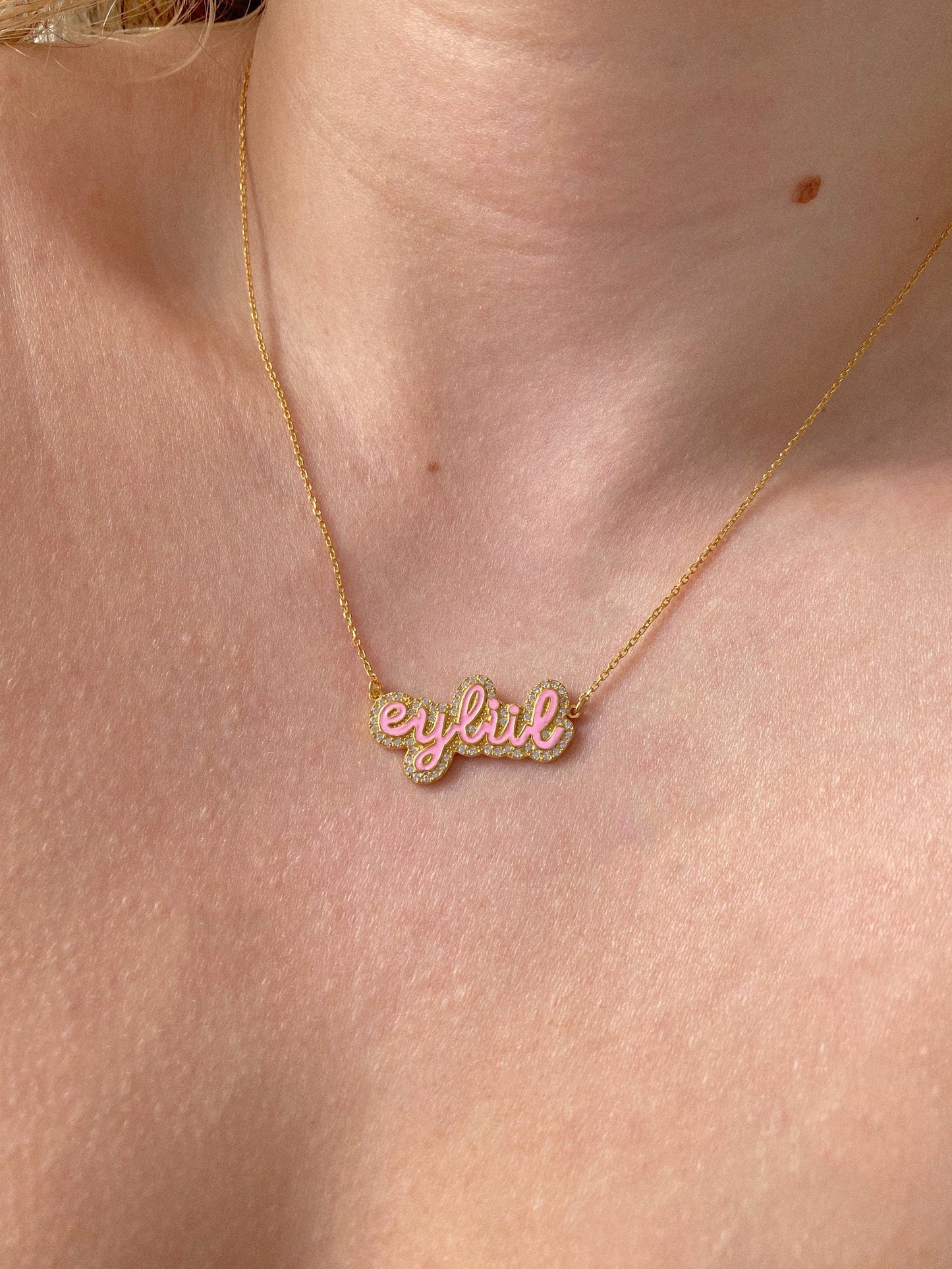 Colorful Custom Name Necklace in Gold and Silver