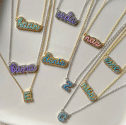 Colorful Custom Name Necklace in 14k Gold