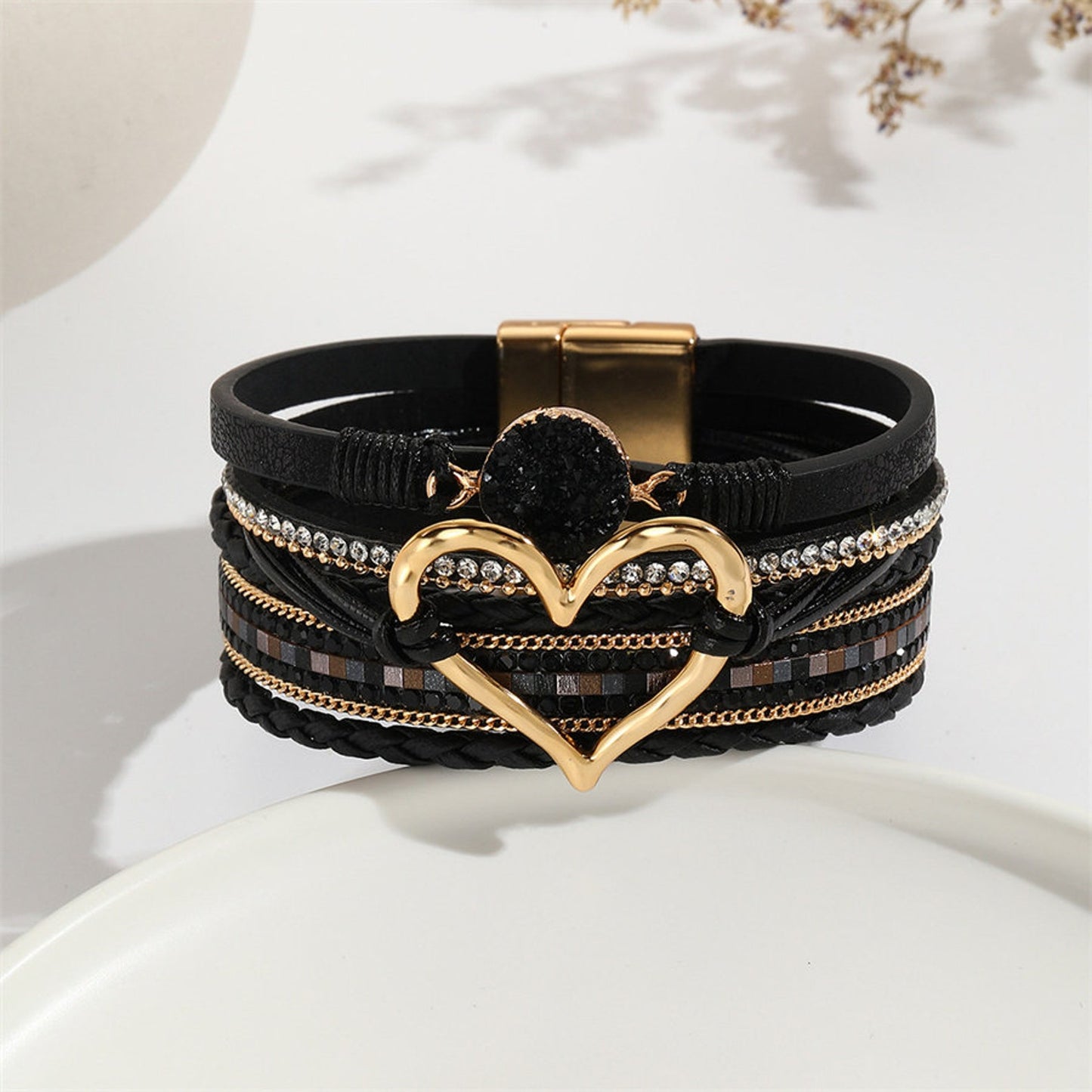 Personalized Leather Boho Layered Bracelets