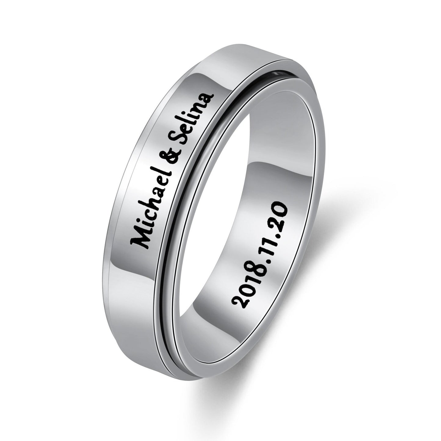 Personalized Titanium Steel Spinner Ring