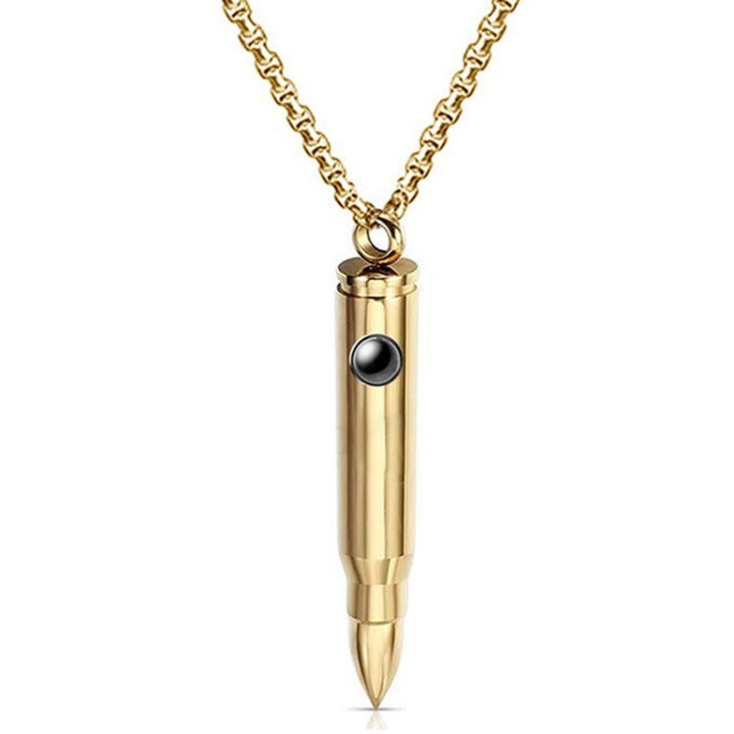 Custom Photo Projection Bullet Necklace for Men