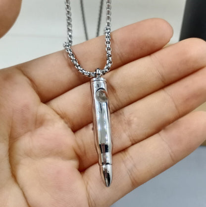 Custom Photo Projection Bullet Necklace for Men