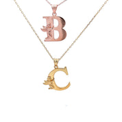 Personalized Gold Angel Initial Necklace