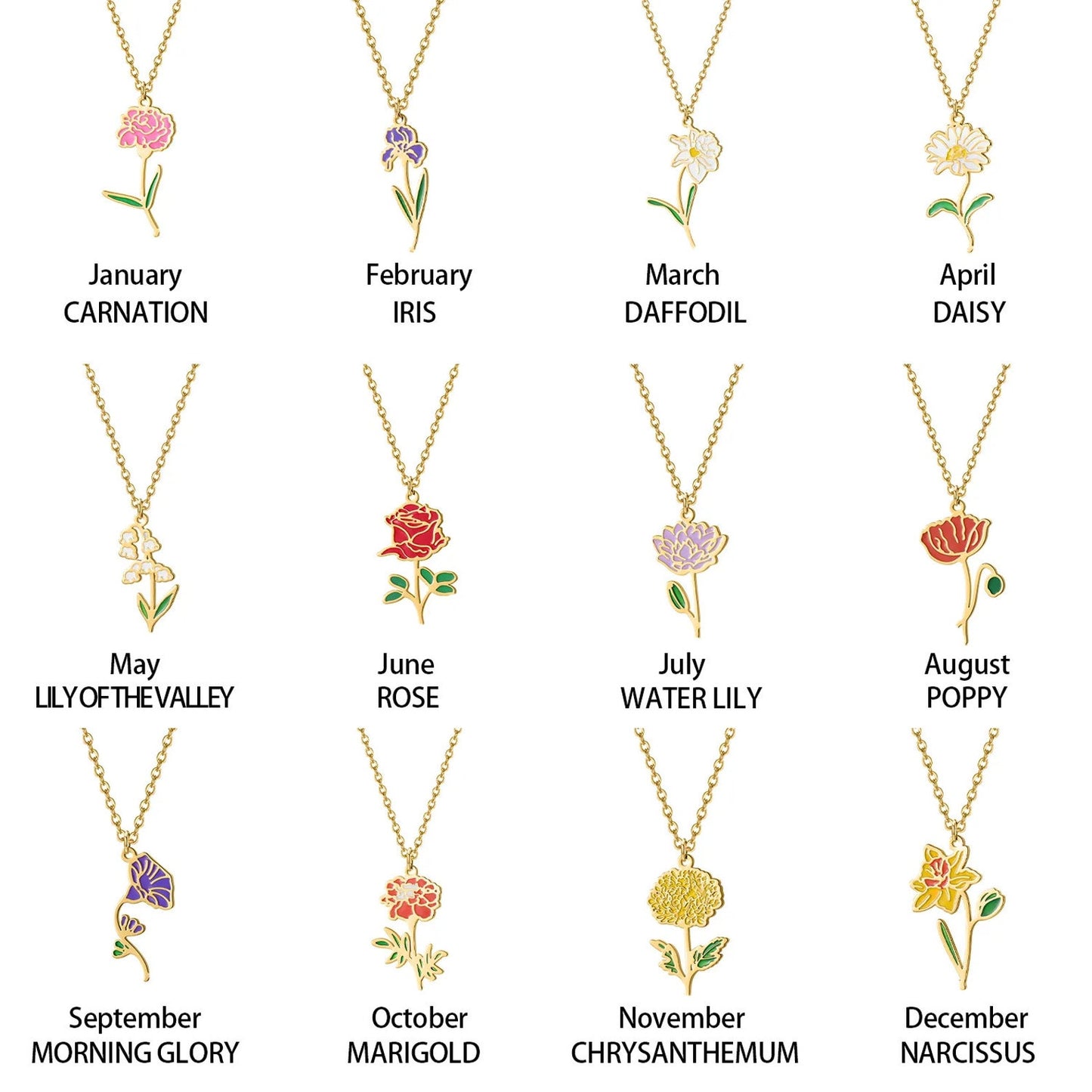 Custom Birthflower Name Necklace