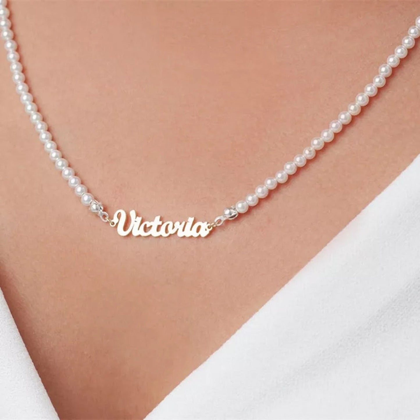 Personalized Gold Pearl Necklace