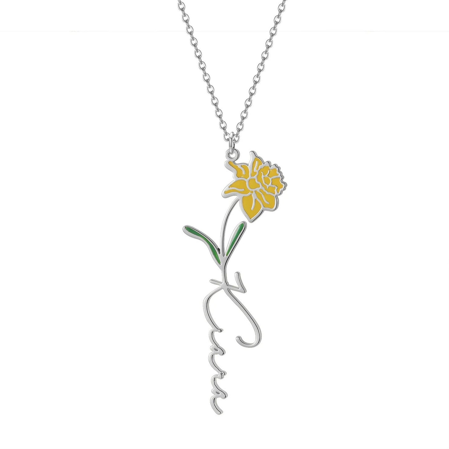 Custom Birthflower Name Necklace