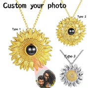 Personalized Sunflower Photo Necklace