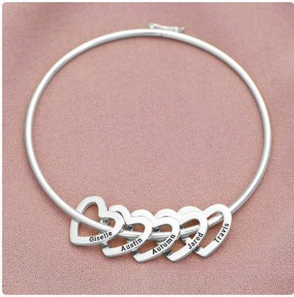 Personalized Name Bangle with Hearts