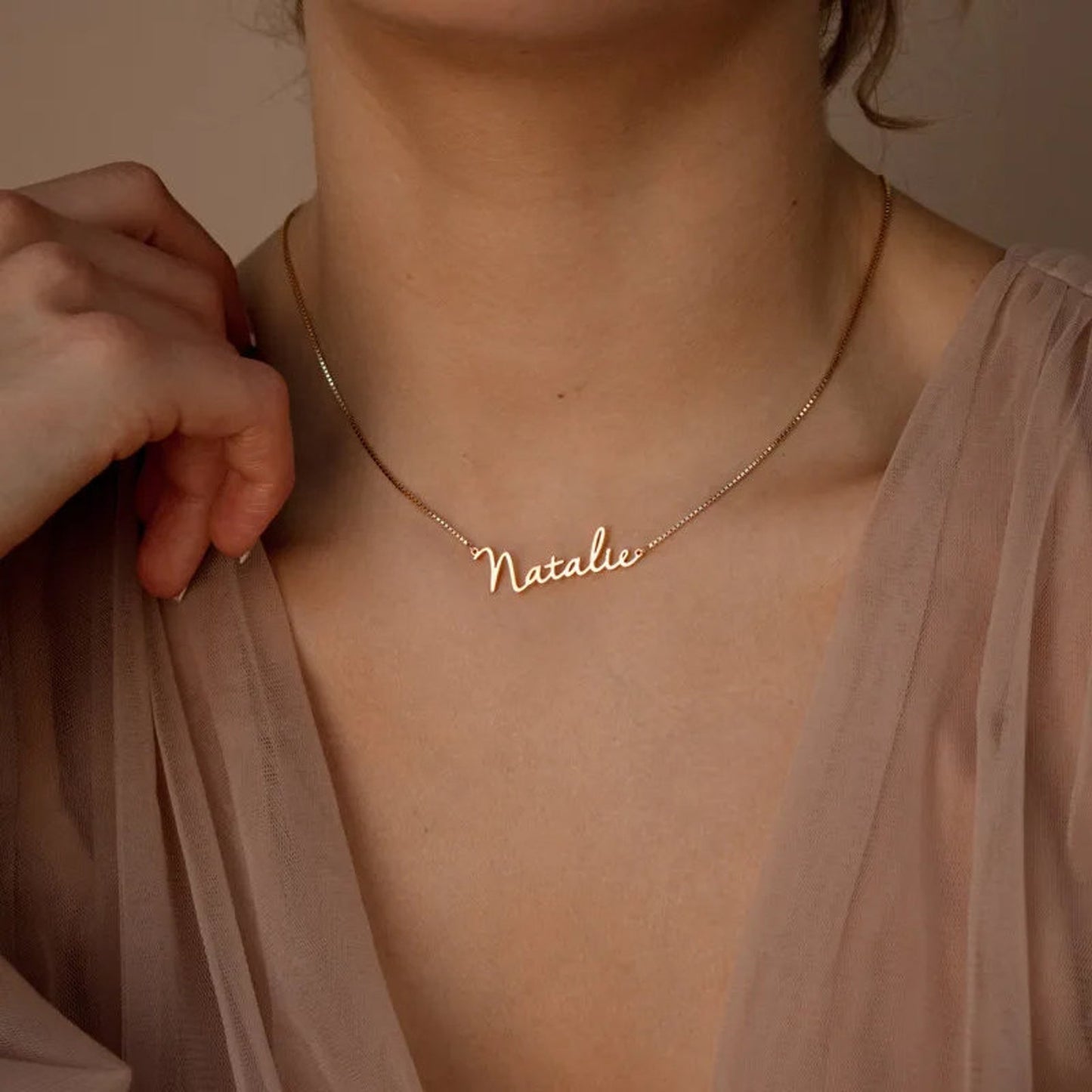 Personalized Name Box Chain Necklace