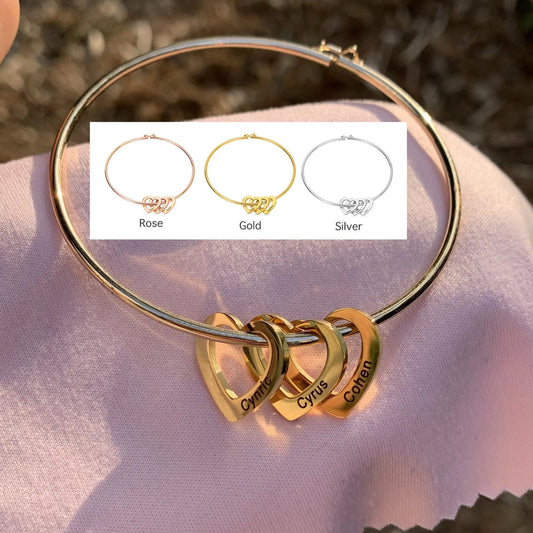 Personalized Name Bangle with Hearts