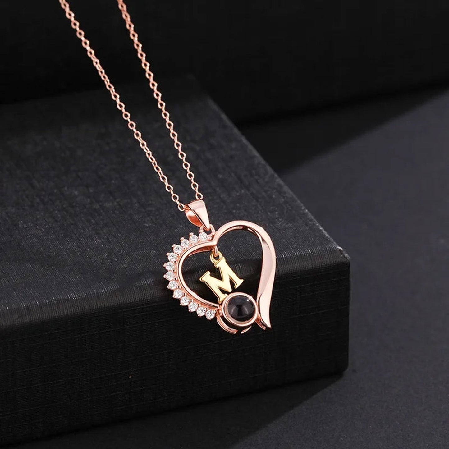 Custom Heart Photo Projection Necklace