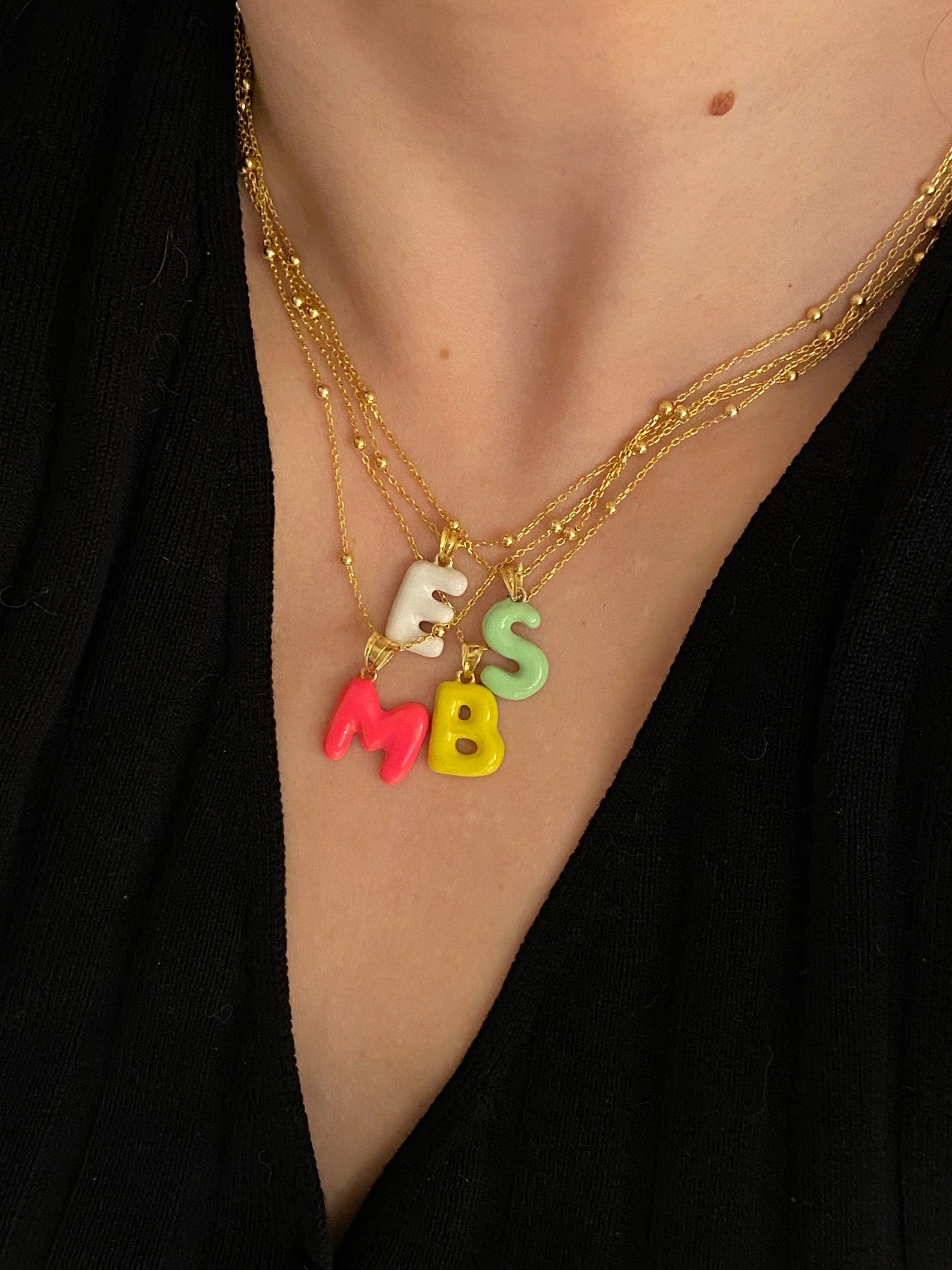 Colorful Initial Pendant Necklace