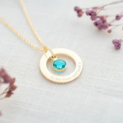 Custom Birthstone Necklace with Name