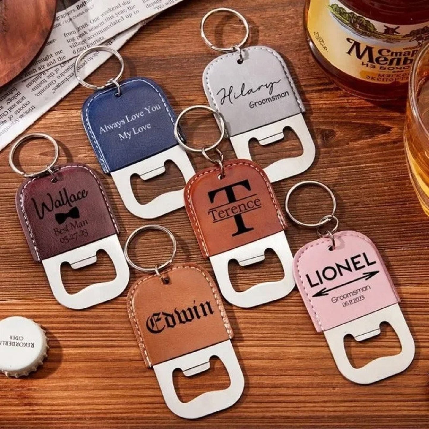 Customized Engraved Nubuck Leather Keychain