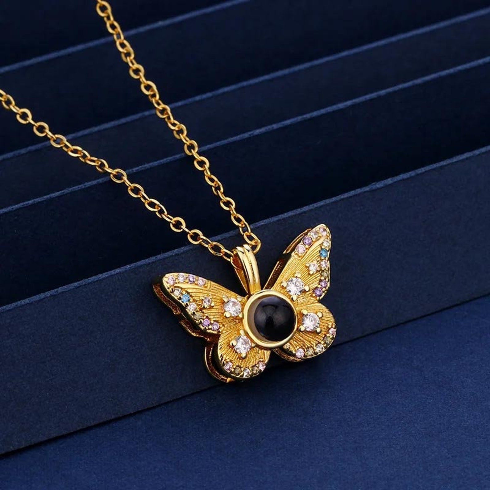 Personalized Butterfly Projection Necklace