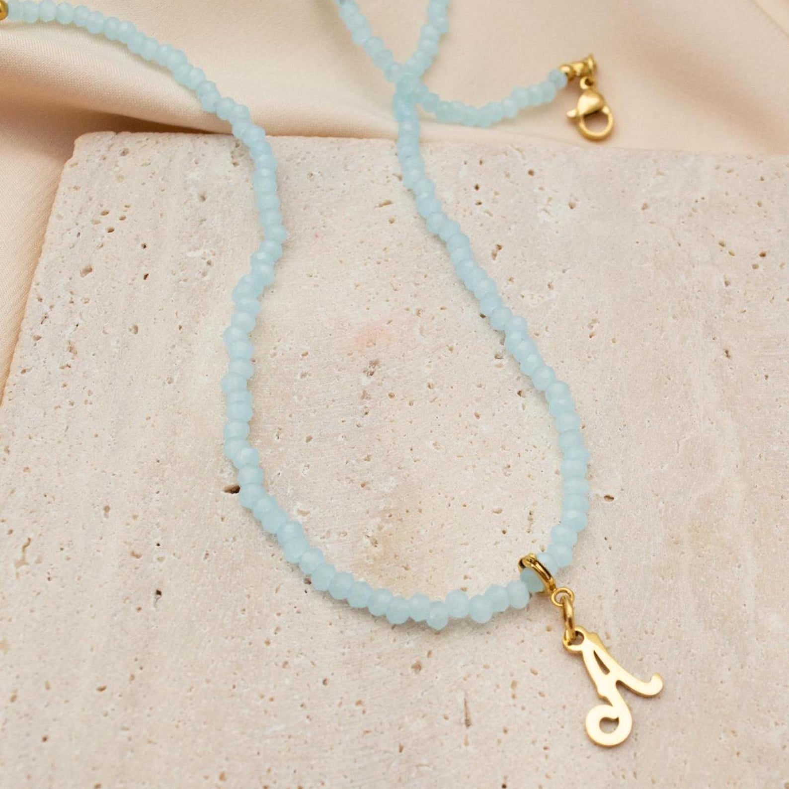 Personalized Gold Initial Beaded Necklace