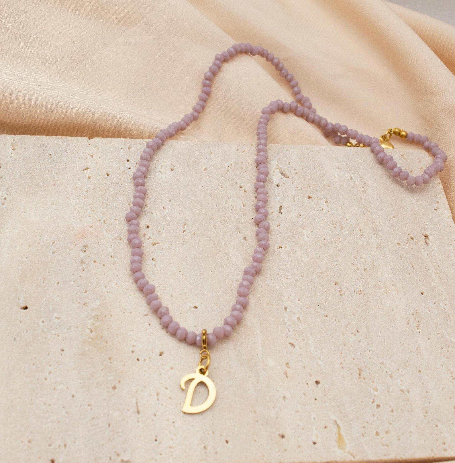 Personalized Gold Initial Beaded Necklace