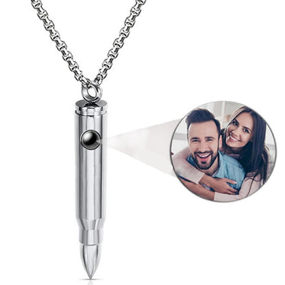 Custom Photo Projection Bullet Necklace for Men