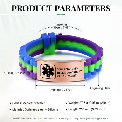 Custom Waterproof Sport Medical Alert Bracelet