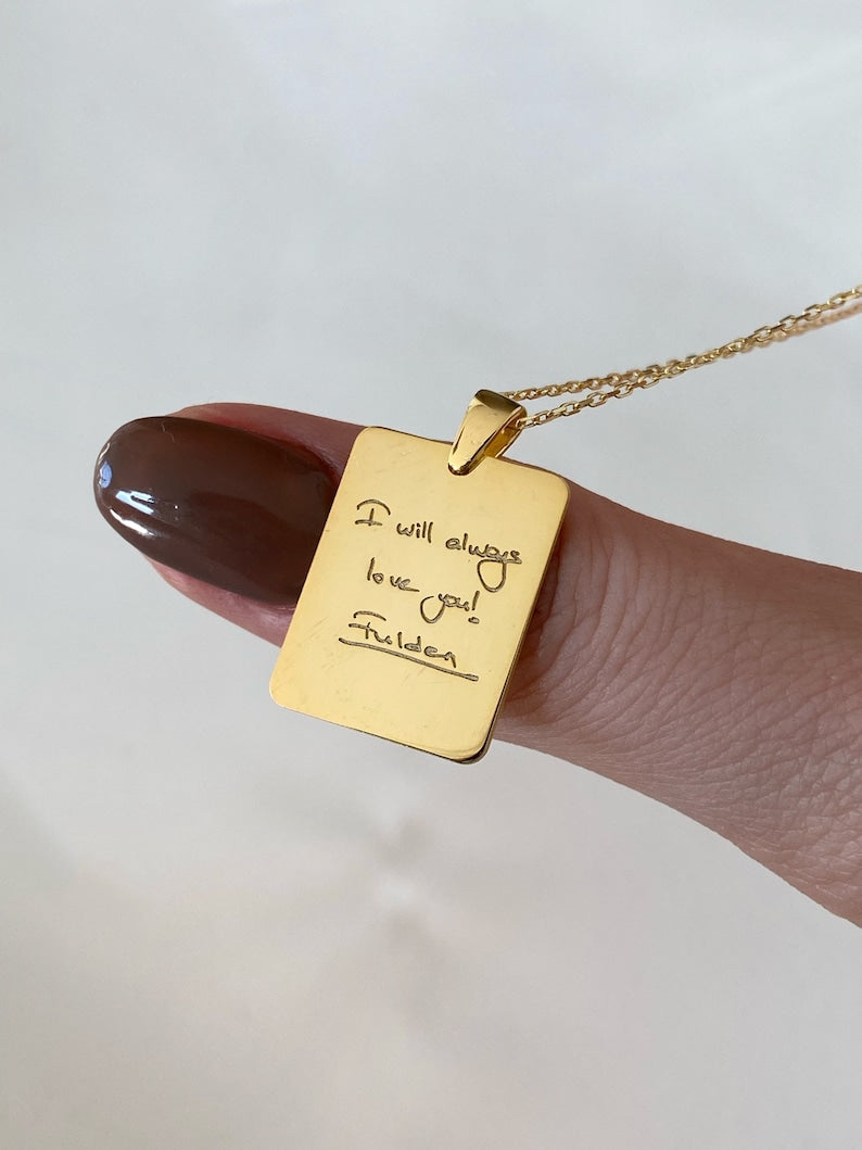 Custom Handwriting Gold Necklace Gift