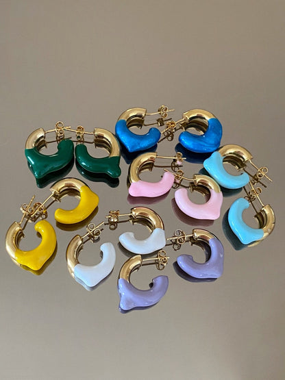 Colorful Enamel Sterling Silver Earrings