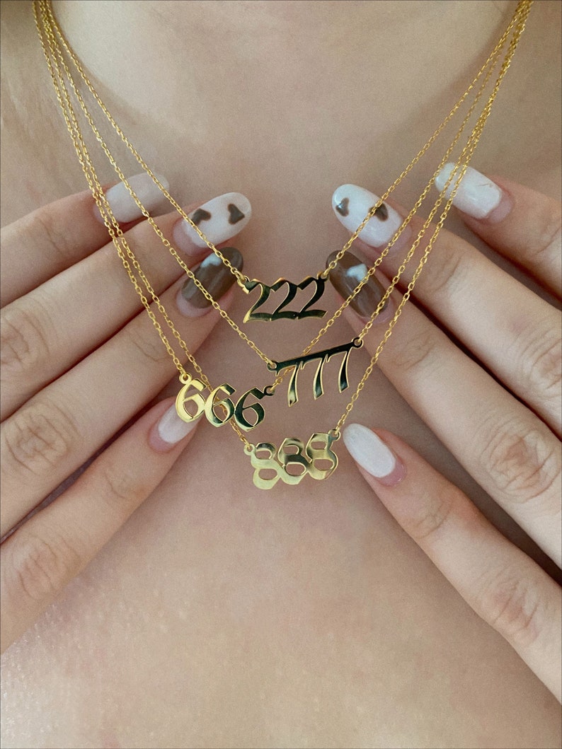 Personalized 14K Gold Angel Number Necklace