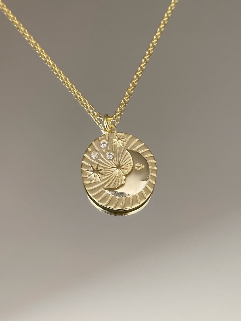 Sterling Silver Moon Medallion Necklace