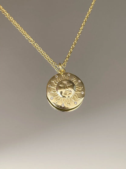 Sterling Silver Sun Medallion Necklace