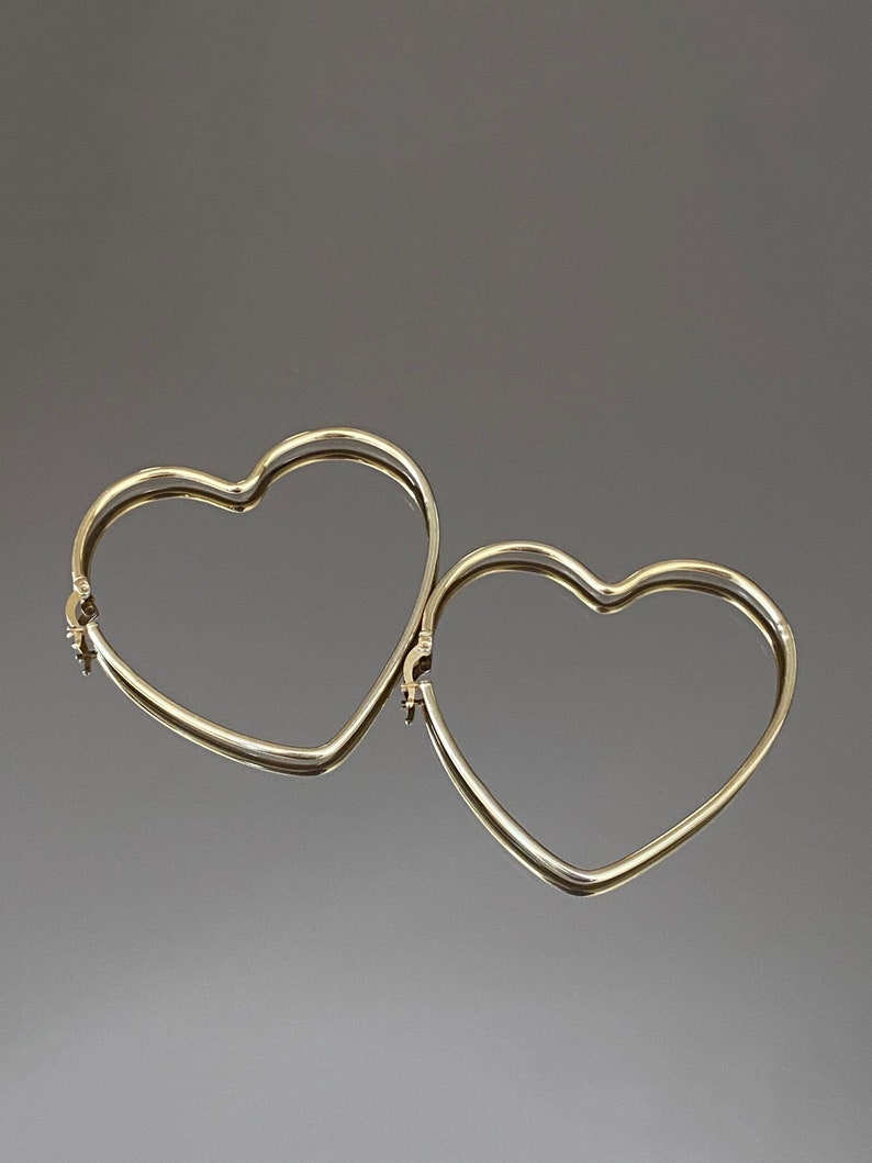 Heart Shaped Silver Hoop Earrings