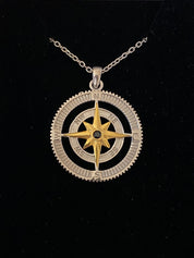 Sterling Silver Compass Necklace for Him