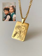 Custom Photo Engraved Gold Necklace