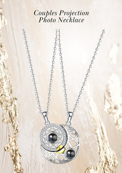 Personalized Sun and Moon Photo Projection Necklace