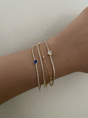 Gold Cz Tennis Bracelet with Beaded Chain